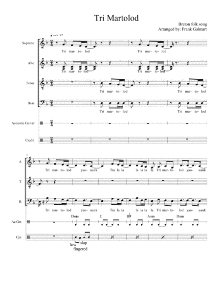 Free Sheet Music Tri Martolod