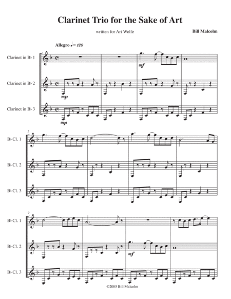 Trio Fo The Sake Of Art Sheet Music