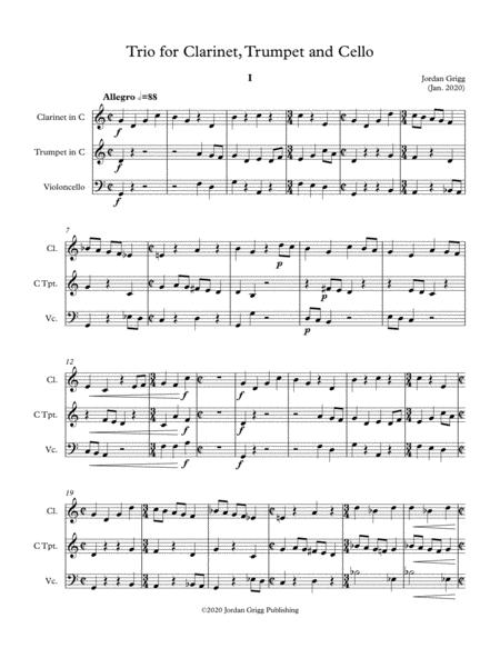 Trio For Clarinet Trumpet And Cello Sheet Music