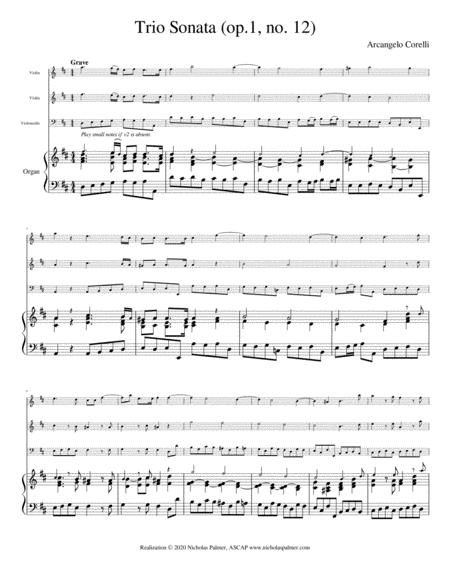 Trio Sonata In D Major Op 1 No 12 Arcangelo Corelli Sheet Music