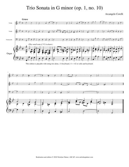 Trio Sonata In G Minor Op 1 No 10 Arcangelo Corelli Sheet Music