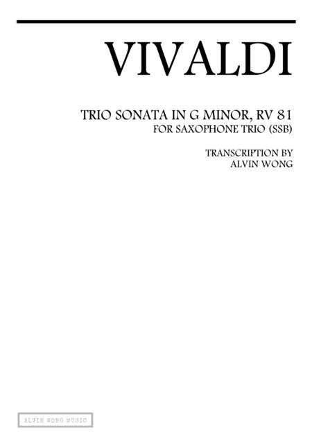 Trio Sonata In G Minor Rv 81 Saxophone Trio Ssb Sheet Music