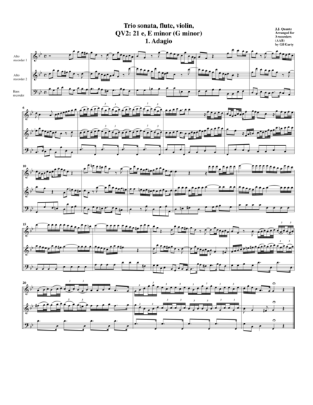 Free Sheet Music Trio Sonata Qv 2 21 Arrangement For 3 Recorders