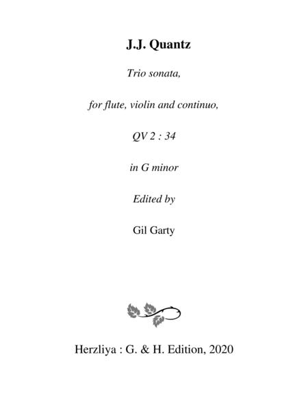 Trio Sonata Qv 2 34 For Flute Violin And Continuo In G Minor Sheet Music