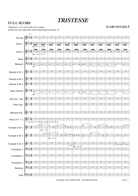 Free Sheet Music Tristesse For Concert Band