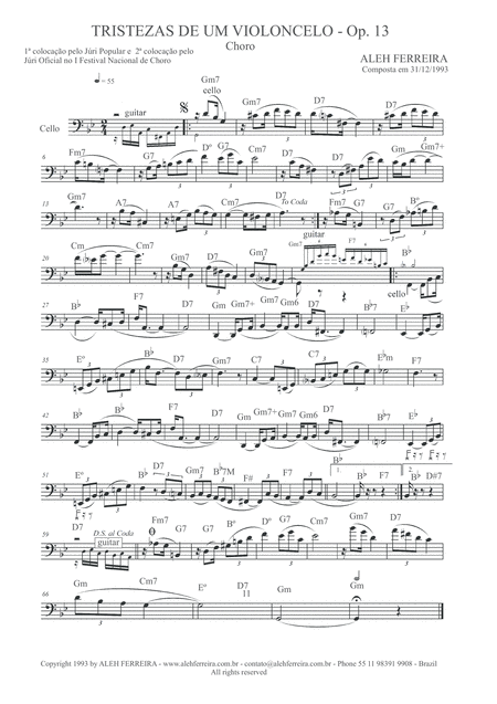 Free Sheet Music Tristezas De Um Violoncelo Op 13