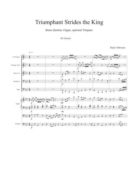 Triumphant Strides The King Processional For Brass Quintet Organ And Optional Timpani Sheet Music