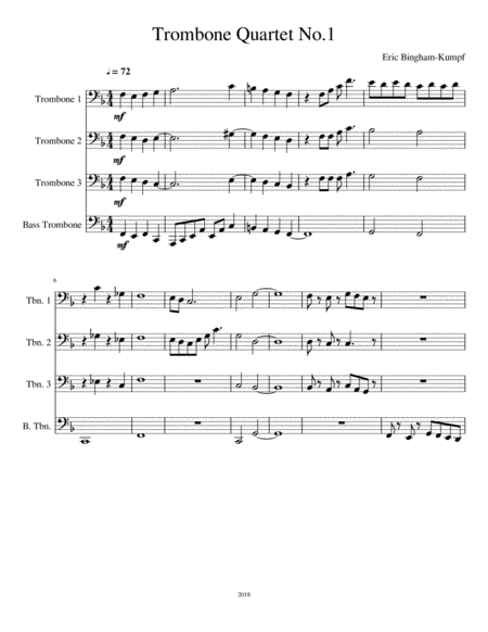 Free Sheet Music Trombone Quartet No 1