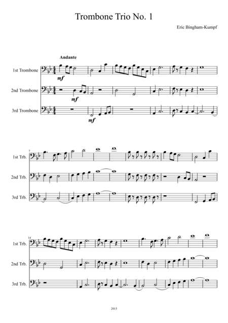 Free Sheet Music Trombone Trio No 1