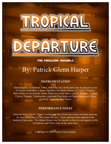 Free Sheet Music Tropical Departure For Percussion Ensemble