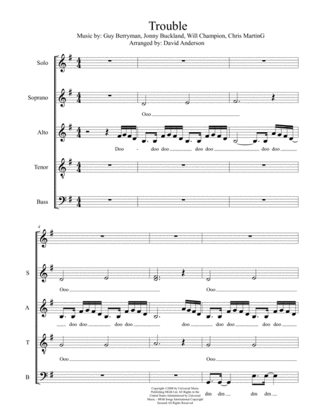 Free Sheet Music Trouble A Cappella