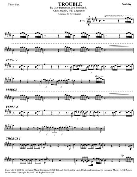 Free Sheet Music Trouble Tenor Sax