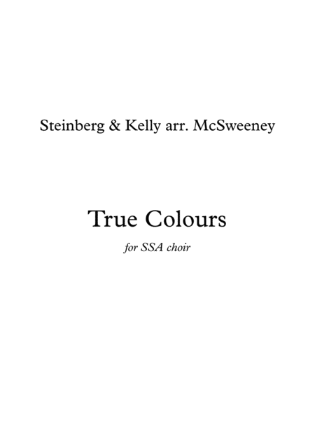 True Colors Ssa Sheet Music