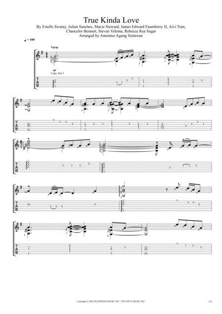 True Kinda Love Solo Guitar Tablature Sheet Music