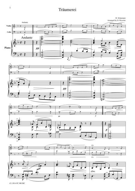 Free Sheet Music Trumerei For Piano Trio Ps301