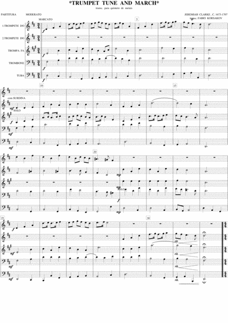 Free Sheet Music Trumpet Tune And March Brass Quintet