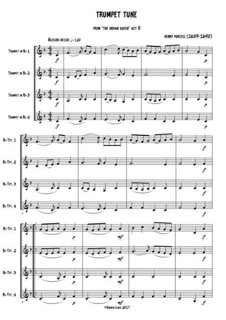 Free Sheet Music Trumpet Tune For Trumpet Brass Quartet Treble Clef