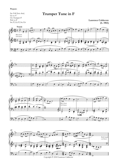 Trumpet Tune In F Sheet Music