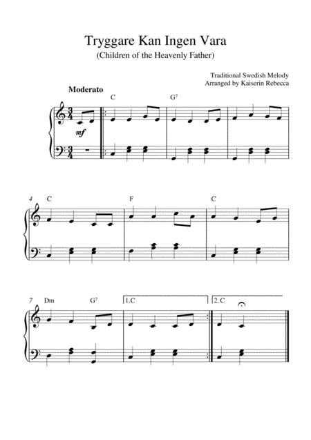 Tryggare Kan Ingen Vara Piano Solo With Chords Sheet Music