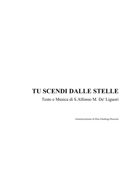 Tu Scendi Dalle Stelle Arr For Satb Choir Sheet Music