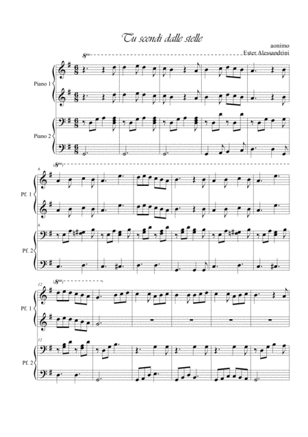 Free Sheet Music Tu Scendi Dalle Stelle Piano 4 Hands