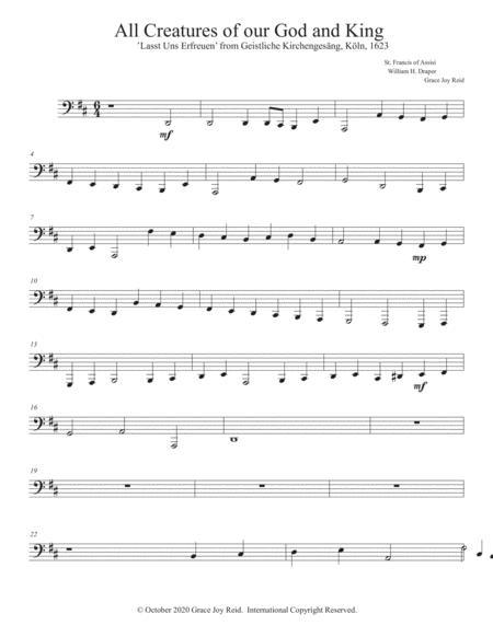 Tuba Part For All Creatures Of Our God And King For Brass Quintet And Piano Sheet Music