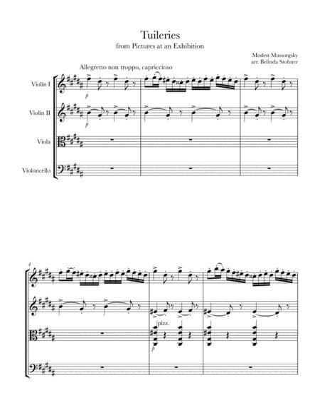 Tuileries From Pictures At An Exhibition String Quartet Sheet Music