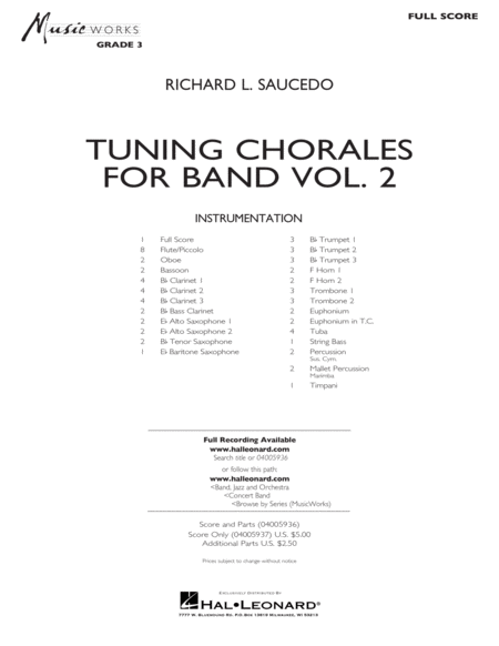 Free Sheet Music Tuning Chorales For Band Volume 2 Conductor Score Full Score