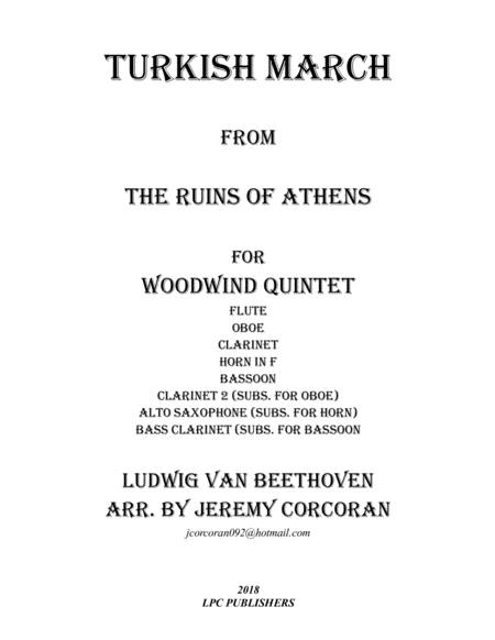 Free Sheet Music Turkish March From The Ruins Of Athens For Woodwind Quintet