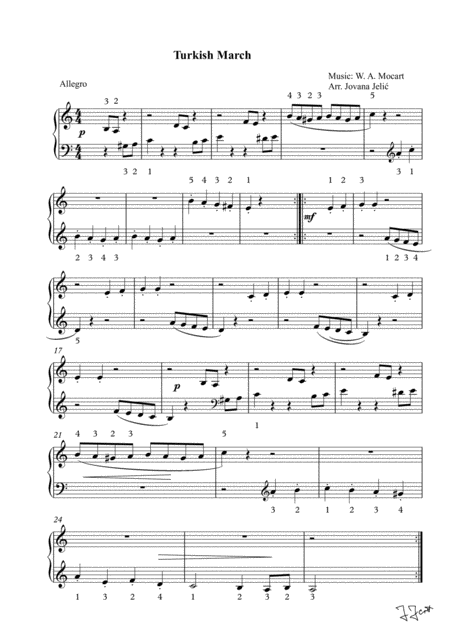 Turkish March Piano Easy Sheet Music