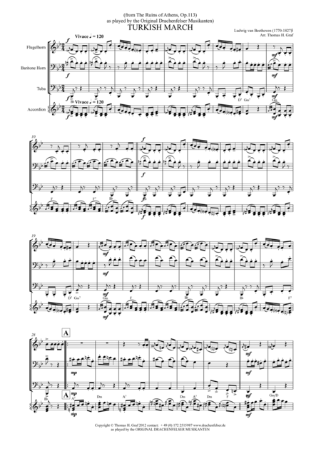 Turkish March Quartet Sheet Music