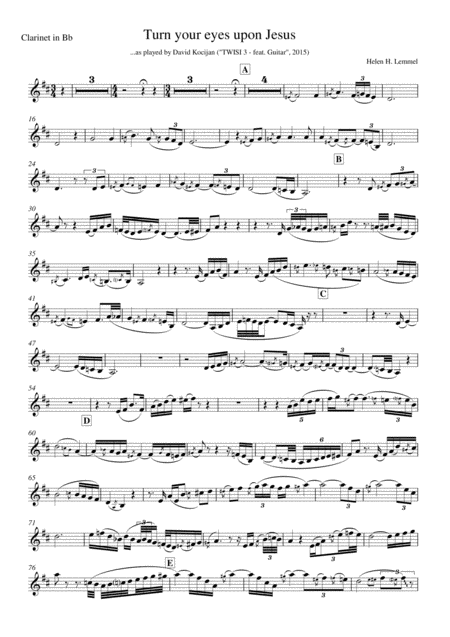 Free Sheet Music Turn Your Eyes Upon Jesus Clarinet In Bb