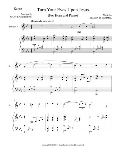 Turn Your Eyes Upon Jesus Horn Piano And Horn Part Sheet Music