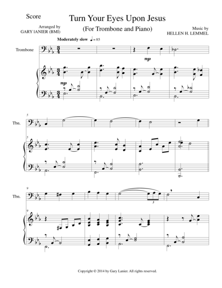 Turn Your Eyes Upon Jesus Trombone Piano And Trombone Part Sheet Music