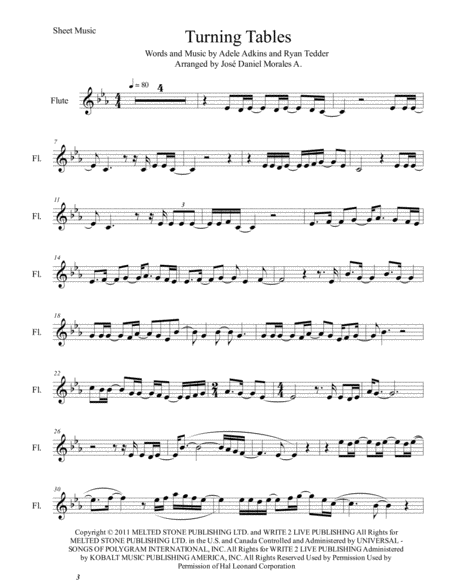 Free Sheet Music Turning Tables For Flute