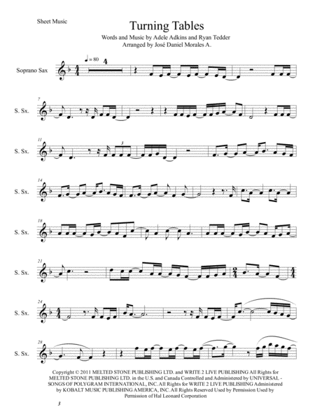 Turning Tables For Soprano Sax Sheet Music