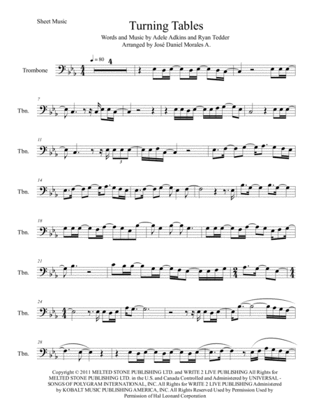 Free Sheet Music Turning Tables For Trombone