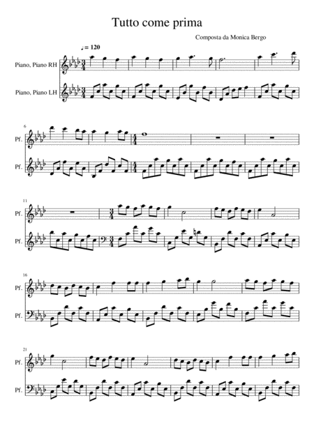 Tutto Come Prima Sheet Music