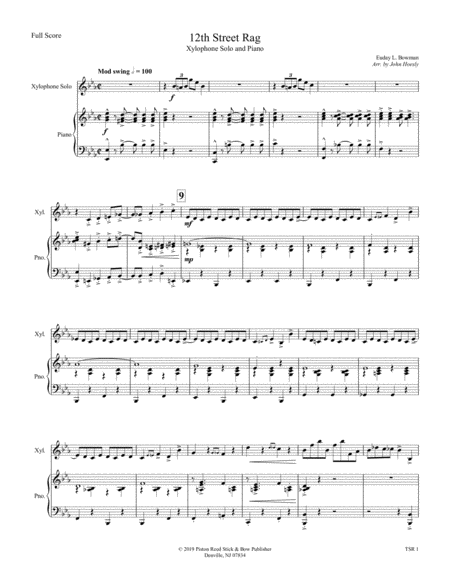 Twelfth Street Rag 12th Street Rag Solo Xylophone With Piano Sheet Music