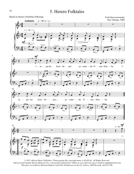 Free Sheet Music Twelve African Songs For Solo Voice And Piano 5 Herero Folktales