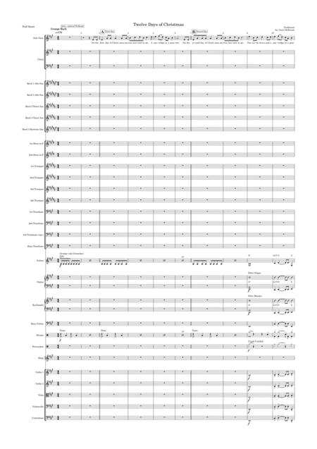 Free Sheet Music Twelve Days Of Christmas Rock Version Solo Voice With Choir With Pops Orchestra Or Big Band Key Of A