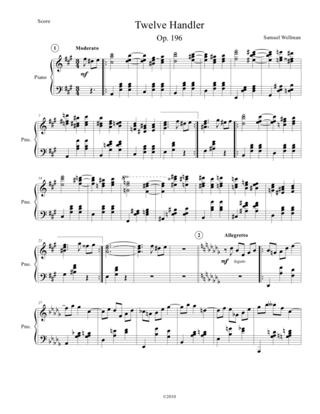 Free Sheet Music Twelve Handler Op 196