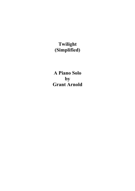 Free Sheet Music Twilight Simplified