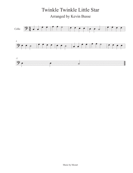 Twinkle Twinkle Little Star Cello Sheet Music