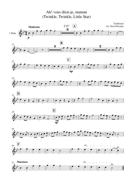 Free Sheet Music Twinkle Twinkle Little Star Flute Quartet Easy