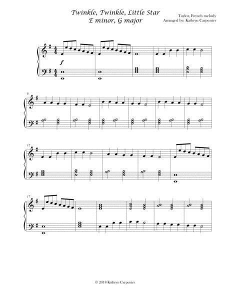 Free Sheet Music Twinkle Twinkle Little Star Intermediate Piano Minor Major