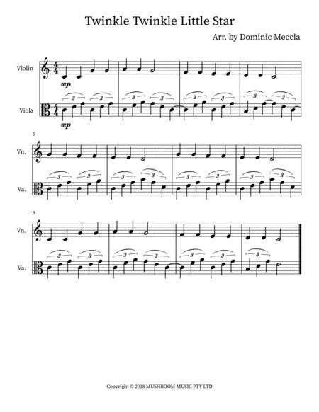 Free Sheet Music Twinkle Twinkle Little Star Violin And Viola Duet