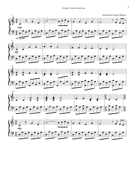 Free Sheet Music Twinkle Twinkle Little Star