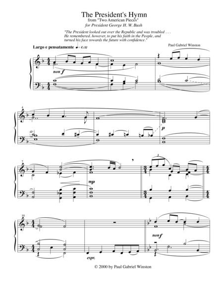 Free Sheet Music Two American Pieces 1 The Presidents Hymn