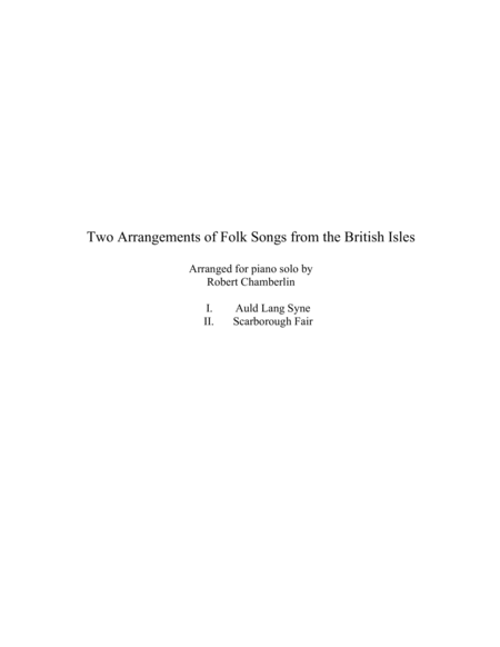 Free Sheet Music Two Arrangements Of Folk Songs From The British Isles